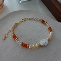 Elegant Retro Geometric Natural Stone Freshwater Pearl Copper Women's Bracelets Necklace sku image 10