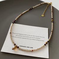 Elegant Retro Geometric Natural Stone Freshwater Pearl Copper Women's Bracelets Necklace sku image 24