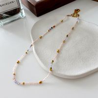 Elegant Retro Geometric Natural Stone Freshwater Pearl Copper Women's Bracelets Necklace sku image 17