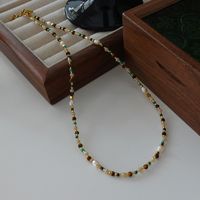 Elegant Retro Geometric Natural Stone Freshwater Pearl Copper Women's Bracelets Necklace sku image 46