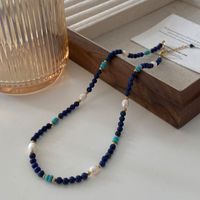 Elegant Retro Geometric Natural Stone Freshwater Pearl Copper Women's Bracelets Necklace sku image 49