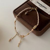 Elegant Retro Geometric Natural Stone Freshwater Pearl Copper Women's Bracelets Necklace sku image 5