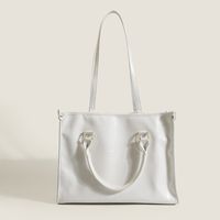 Women's Large Pu Leather Solid Color Elegant Vintage Style Hook Loop Tote Bag main image 10