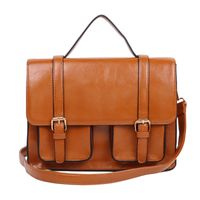 Women's Medium Pu Leather Solid Color Vintage Style Preppy Style Lock Clasp Shoulder Bag sku image 1