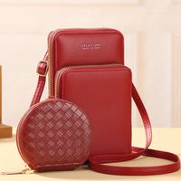 Women's Small Pu Leather Solid Color Basic Classic Style Zipper Phone Wallets sku image 1