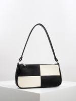 Women's Medium Pu Leather Checkered Streetwear Zipper Underarm Bag Shoulder Bag sku image 1