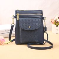 Women's Small Pu Leather Solid Color Lingge Classic Style Zipper Phone Wallets sku image 3