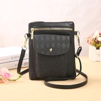 Women's Small Pu Leather Solid Color Lingge Classic Style Zipper Phone Wallets sku image 4