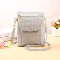Women's Small Pu Leather Solid Color Lingge Classic Style Zipper Phone Wallets sku image 7