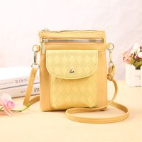 Women's Small Pu Leather Solid Color Lingge Classic Style Zipper Phone Wallets sku image 8