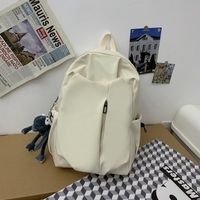 Waterproof 20 Inch Solid Color School Daily School Backpack sku image 1