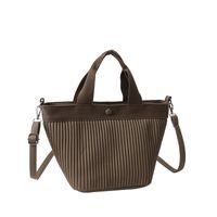 Women's Medium Pu Leather Solid Color Basic Classic Style Zipper Bucket Bag sku image 5