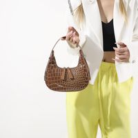 Women's Small Pu Leather Solid Color Crocodile Streetwear Pillow Shape Zipper Underarm Bag main image 5