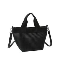 Women's Medium Pu Leather Solid Color Basic Classic Style Zipper Bucket Bag sku image 3