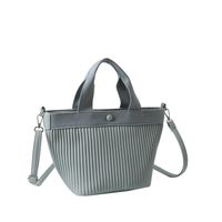 Women's Medium Pu Leather Solid Color Basic Classic Style Zipper Bucket Bag sku image 2
