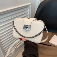 Women's Medium Pu Leather Solid Color Vintage Style Classic Style Zipper Crossbody Bag sku image 2