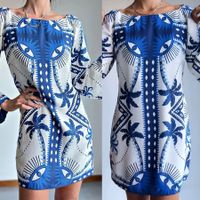 Women's Regular Dress Vacation Scalloped Neckline Zipper Long Sleeve Coconut Tree Eye Knee-Length Daily Beach main image 1