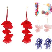 1 Pair Lady Ethnic Style Classic Style Irregular Flower Artificial Crystal Cloth Drop Earrings main image 3
