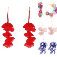 1 Paire Dame Style Ethnique Style Classique Irrégulier Fleur Cristal Artificiel Chiffon Boucles D'oreilles main image 3