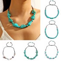 Bijoux En Gros Rétro Style Ethnique Style Classique Géométrique Rond Perle Artificielle Turquoise Résine Collier main image 4