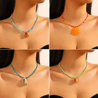 Wholesale Jewelry IG Style Modern Style Classic Style Scallop Conch Fish Tail Glass Seed Bead Pendant Necklace main image 1