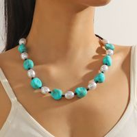 Bijoux En Gros Rétro Style Ethnique Style Classique Géométrique Rond Perle Artificielle Turquoise Résine Collier main image 5