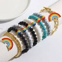 Basic Modern Style Classic Style Rainbow Heart Shape Turquoise Stone Beaded Unisex Bracelets main image 4