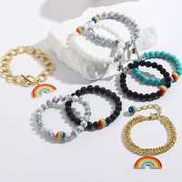 Basic Modern Style Classic Style Rainbow Heart Shape Turquoise Stone Beaded Unisex Bracelets main image 1