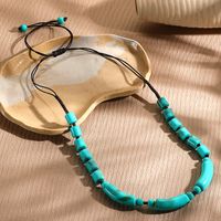 Wholesale Jewelry Retro Ethnic Style Classic Style Geometric Round Artificial Pearl Turquoise Resin Necklace main image 3