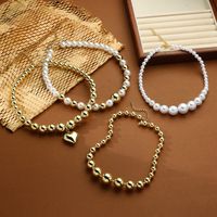 Wholesale Jewelry Elegant Lady Streetwear Geometric Heart Shape Arylic Imitation Pearl Beaded Pendant Necklace main image 3