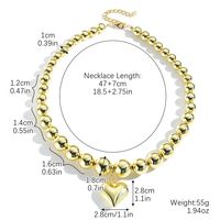 Wholesale Jewelry Elegant Lady Streetwear Geometric Heart Shape Arylic Imitation Pearl Beaded Pendant Necklace sku image 6