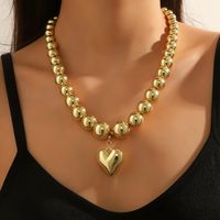 Wholesale Jewelry Elegant Lady Streetwear Geometric Heart Shape Arylic Imitation Pearl Beaded Pendant Necklace main image 5