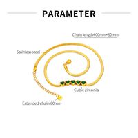 304 الفولاذ المقاوم للصدأ نمط خمر أسلوب بسيط ترصيع شكل القلب الزركون قلادة main image 2