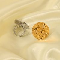 Nordic Style French Style Simple Style Irregular Round 18K Gold Plated Zircon 304 Stainless Steel Wholesale Open Rings main image 1