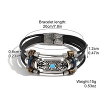 Modern Style Cool Style Oval Pu Leather Inlay Turquoise Men's Bracelets main image 2