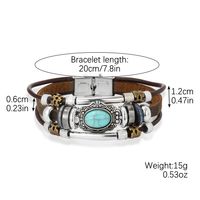 Modern Style Cool Style Oval Pu Leather Inlay Turquoise Men's Bracelets sku image 6