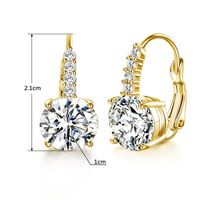 1 Pair Elegant Simple Style Shiny Round Inlay Copper Zircon Gold Plated Earrings main image 2