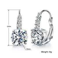 1 Pair Elegant Simple Style Shiny Round Inlay Copper Zircon Gold Plated Earrings sku image 1