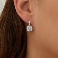 1 Pair Elegant Simple Style Shiny Round Inlay Copper Zircon Gold Plated Earrings main image 8