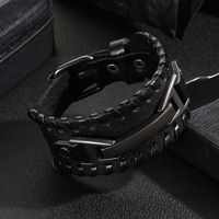 Modern Style Cool Style Oval Pu Leather Inlay Turquoise Men's Bracelets main image 4