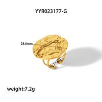Nordic Style French Style Simple Style Irregular Round 18K Gold Plated Zircon 304 Stainless Steel Wholesale Open Rings sku image 2