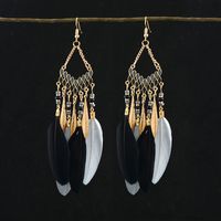 1 Pair Chinoiserie Ethnic Style Classic Style Water Droplets Tassel Alloy Feather Drop Earrings sku image 20