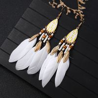 1 Pair Chinoiserie Ethnic Style Classic Style Water Droplets Tassel Alloy Feather Drop Earrings sku image 3