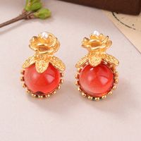 1 Pair Casual Vacation Round Flower Plating Inlay Alloy Artificial Pearls Glass Ear Studs main image 5