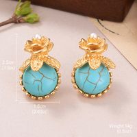 1 Pair Casual Vacation Round Flower Plating Inlay Alloy Artificial Pearls Glass Ear Studs main image 2