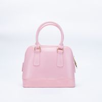 Women's Medium PVC Solid Color Vintage Style Classic Style Shell Zipper Dome Bag sku image 6