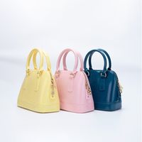 Women's Medium PVC Solid Color Vintage Style Classic Style Shell Zipper Dome Bag main image 6