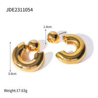 1 Pair IG Style Geometric Plating 304 Stainless Steel Ear Studs main image 2