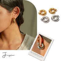 1 Pair IG Style Geometric Plating 304 Stainless Steel Ear Studs main image 6