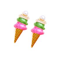 Simple Style Ice Cream Zinc Alloy Enamel Artificial Pearls Women's Ear Studs main image 6